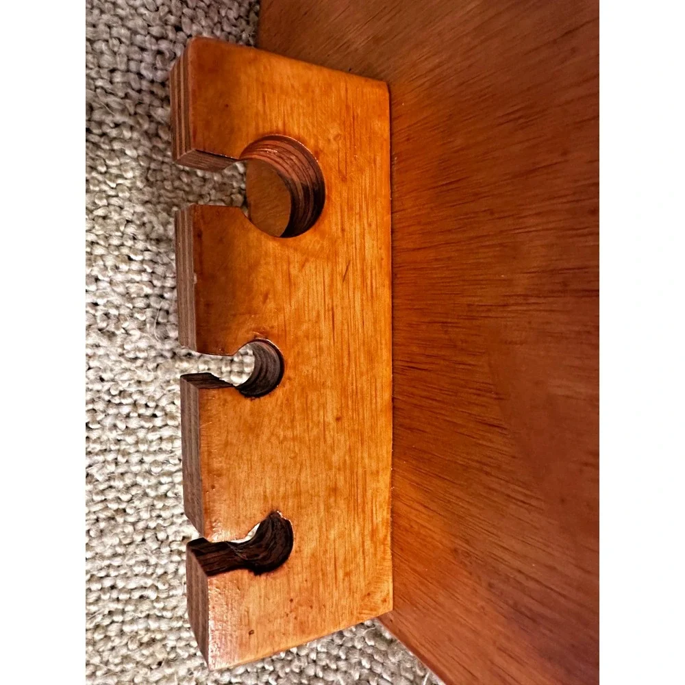 Brown Wood Wall Shelf/Rack with Bow Cutout/Spoon Display/Votive Holder/Hooks